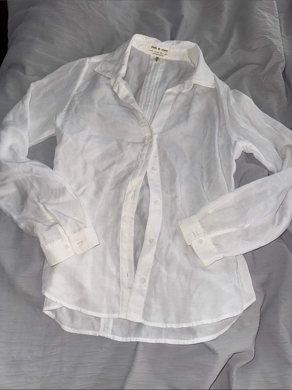 Anthropologie White Sheer Button-Up Dress Shirt